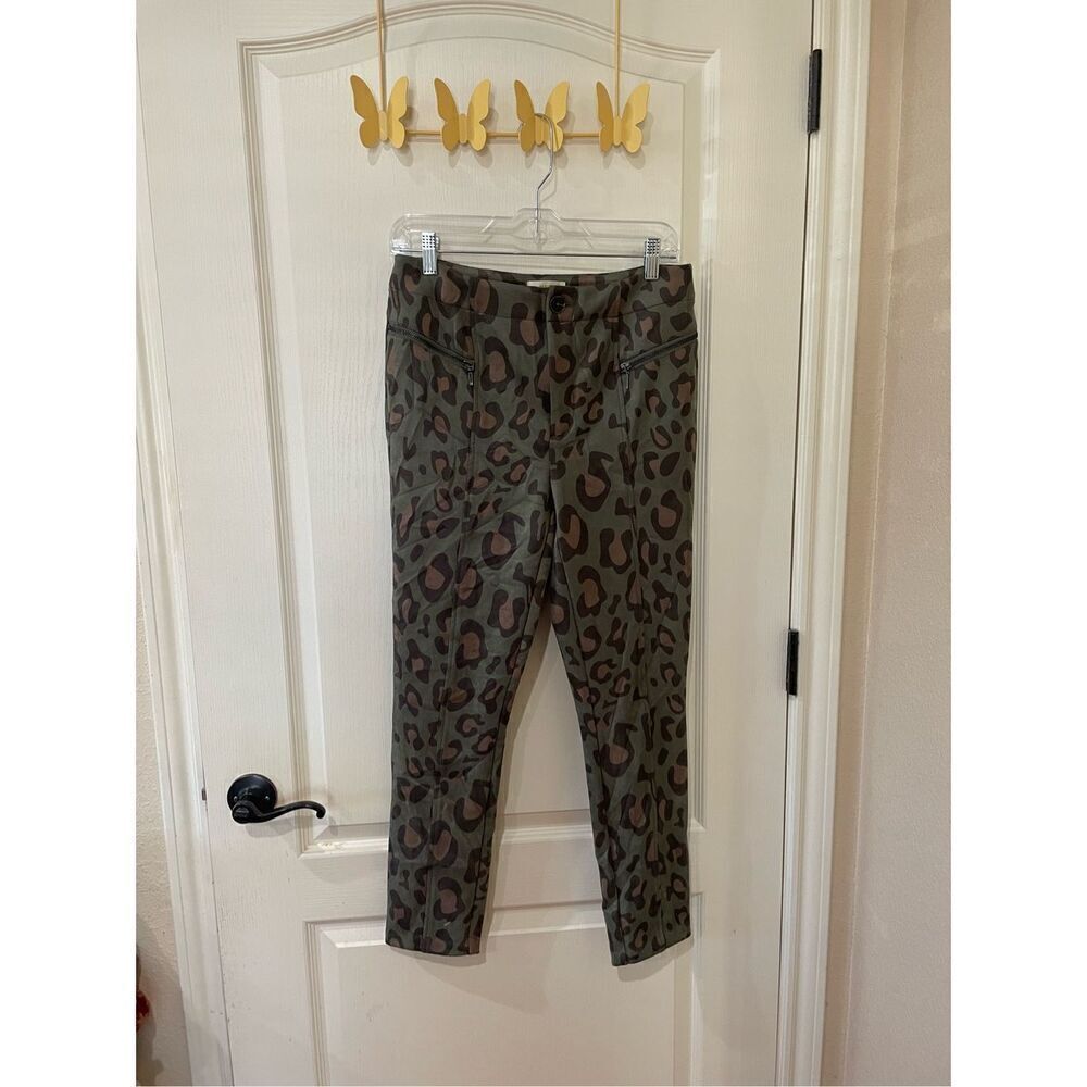 Anthropologie Maeve Alexandra Leopard Sueded Trousers Size 8 - Picture 3 of 8